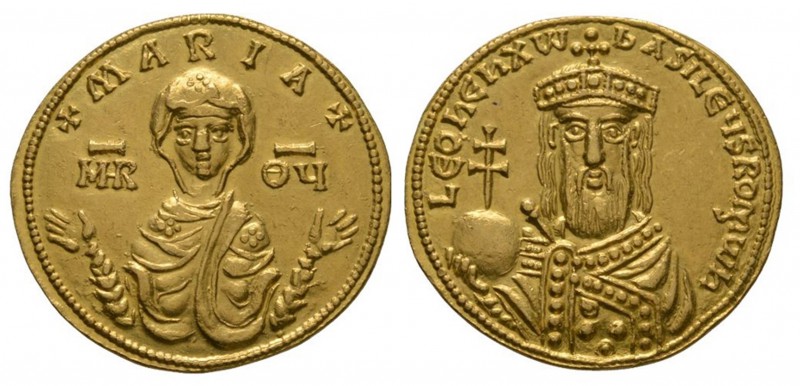 Ancient Byzantine Coins - Leo VI - Maria Gold Solidus
886-912 AD. Constantinopl...