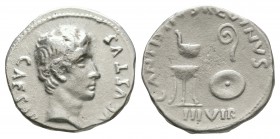 Ancient Roman Imperial Coins - Augustus - C Antistius Reginus - Implements Denarius
13 BC. Rome mint. Obv: AVGVSTVS CAESAR legend with bare head righ...