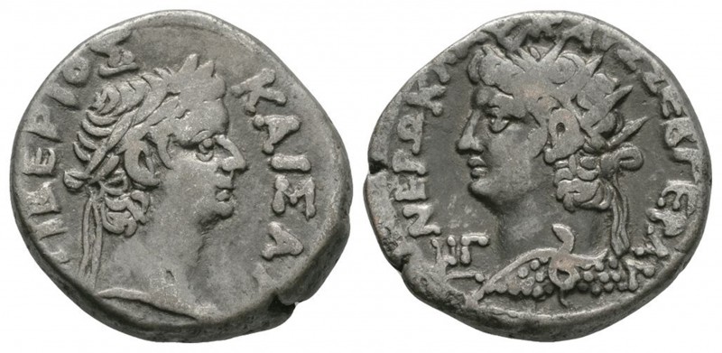 Ancient Roman Provincial Coins - Nero and Tiberius - Alexandria - Double Portrai...