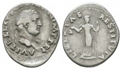 Ancient Roman Imperial Coins - Vitellius - Libertas Denarius
May to July, 69 AD. Rome mint. Obv: A VITELLIVS GERM IMP AVG TR P legend with laureate h...
