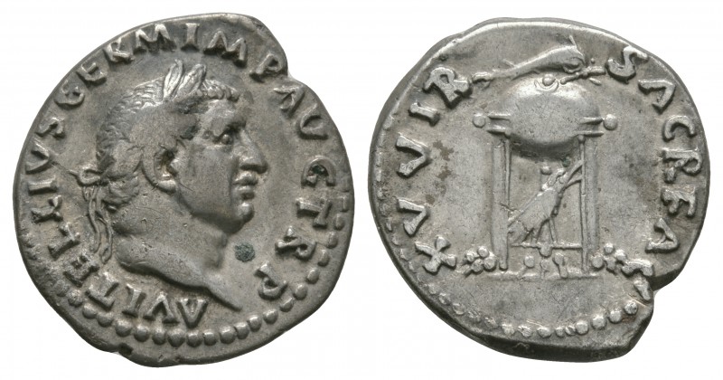 Ancient Roman Imperial Coins - Vitellius - Tripod-Lebes Denarius
July-December ...