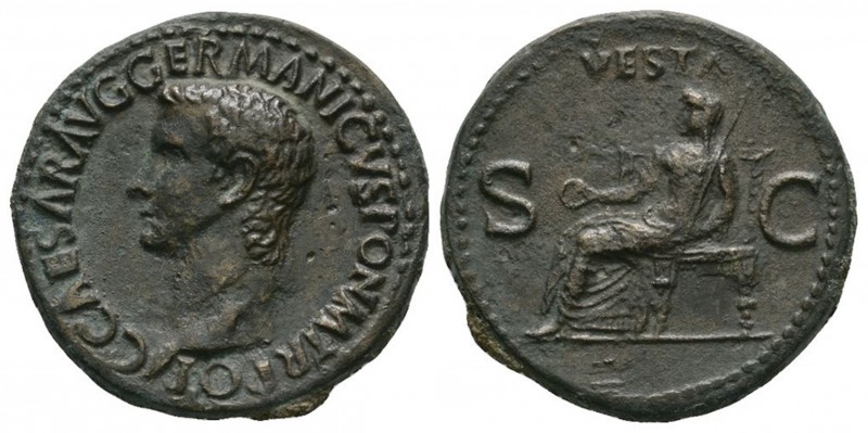 Ancient Roman Imperial Coins - Caligula - Vesta As
37-38 AD. Rome mint. Obv: C ...