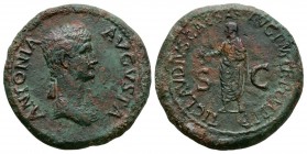 Ancient Roman Imperial Coins - Antonia (under Claudius) - Emperor Standing Dupondius
42 AD. Rome mint. Obv: ANTONIA AVGVSTA legend with draped bust r...
