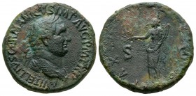 Ancient Roman Imperial Coins - Vitellius - Pax Sestertius
July-September 69 AD. Rome mint. Obv: A VITELLIVS GERMANICVS IMP AVG P M TR P legend with l...