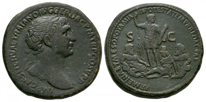 Ancient Roman Imperial Coins - Trajan - Armenia Sestertius
113-117 AD. Rome min...
