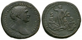 Ancient Roman Imperial Coins - Trajan - Armenia Sestertius
113-117 AD. Rome mint. Obv: IMP CAES NERVAE TRAIANO AVG GER DAC P M TR P V P P legend with...