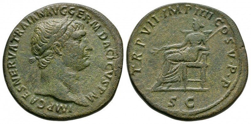 Ancient Roman Imperial Coins - Trajan - Pax Sestertius
103 AD. Rome mint. Obv: ...