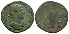 Ancient Roman Imperial Coins - Hadrian - Pietas Sestertius
119-121 AD. Rome mint. Obv: IMP CAESAR TRAIAN HADRIANVS AVG P M TR P COS III legend with l...