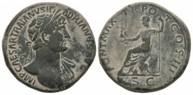 Ancient Roman Imperial Coins - Hadrian - Roma Sestertius
119 AD. Rome mint. Obv: IMP CAESAR TRAIANVS HADRIANVS AVG legend with laureate and draped bu...