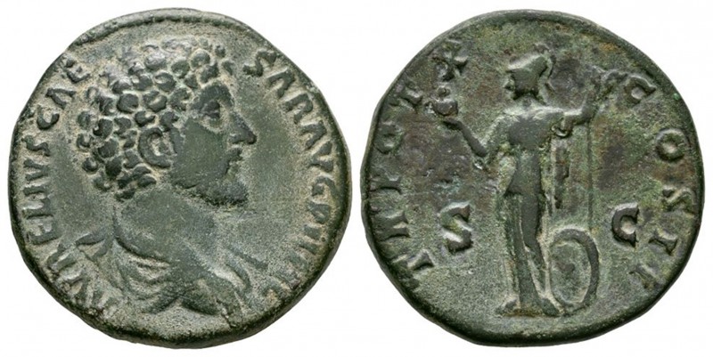 Ancient Roman Imperial Coins - Marcus Aurelius - Minerva Sestertius
155-156 AD....