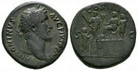 Ancient Roman Imperial Coins - Antoninus Pius - Liberalitas Sestertius
145 AD. Rome mint. Obv: ANTONINVS AVG PIVS P P IMP (IMP should be TR P) legend...