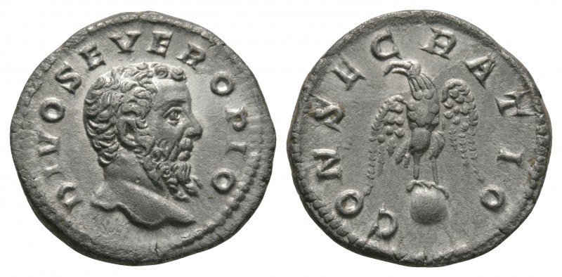 Ancient Roman Imperial Coins - Septimius Severus - Eagle on Globe Denarius
211 ...