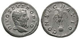Ancient Roman Imperial Coins - Septimius Severus - Eagle on Globe Denarius
211 AD. Posthumous issue, struck under Caracalla. Obv: DIVO SEVERO PIO leg...