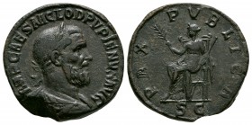 Ancient Roman Imperial Coins - Pupienus - Pax Sestertius
April-July 238 AD. Rome mint. Obv: IMP CAES M CLOD PVPIENVS AVG legend with laureate, draped...
