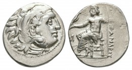Ancient Greek Coins - Macedonia - Alexander III (The Great) - Zeus Drachm
310-301 BC. Abydus mint, posthumous issue. Obv: head of Herakles right, wea...