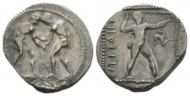 Ancient Greek Coins - Pamphylia - Aspendos - Wrestlers Stater
330-250 BC. Obv: two naked athletes, wrestling, grasping each other by the arms; KI bet...