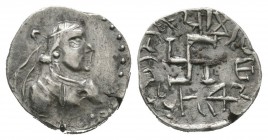 Ancient Greek Coins - Indo-Scythian - Drachm
2nd century AD. Paratarajas Mirahvara. Obv: diademed bust right. Rev: Brahmi script 'Mirahvarasa Hvarami...