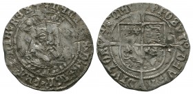 English Tudor Coins - Henry VIII - Three-Quarter Bust Groat
1544-1547 AD. Third coinage. Obv: three-quarter facing bust with HENRIC 8 D G AGL FRA hIB...