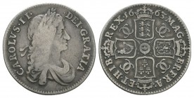 English Milled Coins - Charles II - 1663 - Shilling
Dated 1663 AD. First bust. Obv: profile bust with CAROLVS II DEI GRATIA legend. Rev: cruciform ar...