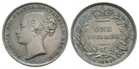 English Milled Coins - Victoria - 1841 - Shilling
Dated 1841 AD. Young head, type A3, second head. Obv: profile bust with VICTORIA DEI GRATIA BRITANN...