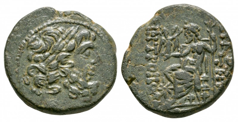 Ancient Greek Coins - Antioch - Zeus Tetrachalkon
55-50 BC. Obv: laureate head ...