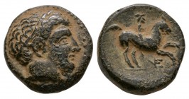 Ancient Greek Coins - Macedonia - Philip II - Horseman Unit
4th century BC. Obv: profile bust right. Rev: horseman riding right with E below. 5.71 gr...