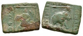 Ancient Greek Coins - Indo-Greek - Elephant Bronze
2nd century BC. Obv: elephant right with inscriptions around. Rev: bull right with inscriptions ar...
