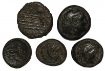 Ancient Greek Coins - Mixed Bronzes Group [5]
3rd-1st century BC. Group comprising: mixed bronzes; various types and issues, including Macedonia. 30....