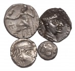 Ancient Greek Coins - Mixed Silvers Group [4]
3rd century BC and later. Group comprising: Macedonia, Alexander III, Zeus drachm; with other issues (3...