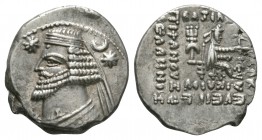 Ancient Greek Coins - Parthia - Orodes II - Seated Archer Drachm
57-38 BC. Ectabana mint. Obv: bust left with pointed beard, wearing diadem and griff...