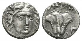 Ancient Greek Coins - Caria - Rhodes - Helios and Rose Drachm
304-166 BC. Civic coinage. Obv: head of Helios facing slightly right, hair loose. Rev: ...