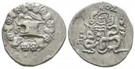 Ancient Greek Coins - Mysia - Pergamon - Cistophoric Tetradrachm
76 BC. Obv: cista mystica with half-open lid, from which a serpent issues, all withi...