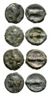 Celtic Iron Age Coins - Cantiaci - Thurrock Potin Group [4]
100-50 BC. Obvs: profile bust left. Revs: stylised bull. S. 62; BMC 660-666; ABC 120. 13....