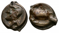 Celtic Iron Age Coins - Cantiaci - Thurrock Potin
100-50 BC. Obv: profile bust left. Rev: butting bull. S. 62; BMC 660-666; ABC 120. 3.38 grams. [No ...