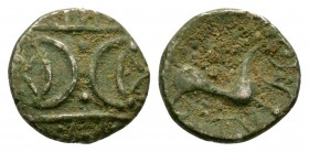 Celtic Iron Age Coins - Iceni - Saenu? - Horse Unit
1st century AD. Obv: double crescents on wreath. Rev: horse right with [ ]NV below. S. 446; BMC 4...