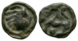 Celtic Iron Age Coins - Gaul - Senones - Veliocases - Potin
1st century BC. Obv: stylised head. Rev: horse left with pellet below. LT 7417; DT 2640-2...