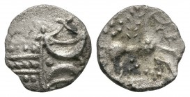 Celtic Iron Age Coins - Iceni - Antedios - Double Crescent Unit
1st century AD. Obv: double crescent on wreath. Rev: horse right with pellet-rosette ...