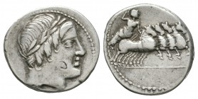 Ancient Roman Republican Coins - C Vibius C f Pansa - Minerva Denarius
90 BC. Rome mint. Obv: [PANSA] behind laureate head of Apollo right. Rev: Mine...