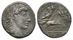 Ancient Roman Republican Coins - C Vibius C f Pansa - Minerva Denarius
90 BC. Obv: laureate head of Apollo right, PANSA behind (off flan), control sy...