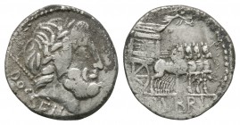 Ancient Roman Republican Coins - L Rubrius Dossenus - Triumphal Quadriga Denarius
87 BC. Rome mint. Obv: laureate head of Jupiter right with DOSSEN b...