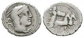 Ancient Roman Republican Coins - L Procilius L f - Juno Sospita Denarius
80 BC. Rome mint. Obv: head of Juno Sospita right, wearing goatskin, SC behi...