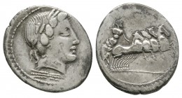 Ancient Roman Republican Coins - Anonymous Issues - Jupiter Denarius
86 BC. Rome mint. Obv: laureate head of Apollo Vejovis right, thunderbolt below....