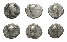 Ancient Roman Imperial Coins - Vespasian to Faustina I - Denarii [6]
1st-2nd century AD. Group comprising denarii of: Vesapsian, Trajan, Antoninus Pi...