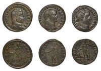Ancient Roman Imperial Coins - Maximinus II and Licinius - Folles [3]
4th century AD. Group comprising: folles of Maximinus II (2; Genius and Jupiter...