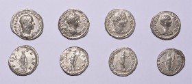 Ancient Roman Imperial Coins - Caracalla to Severus Alexander - Denarii [4]
198-235 AD. Group comprising denarii of: Caracalla (2, Roma, Virtus); Pla...