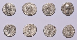 Ancient Roman Imperial Coins - Septimius Severus to Caracalla - Denarii [4]
2nd century AD. Group comprising denarii of: Septimius Severus (2; Mars, ...