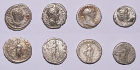 Ancient Roman Imperial Coins - Trajan to Caracalla - Denarii [4]
1st-2nd century AD. Group comprising denarii of: Trajan; Septimius Severus (Mars); C...