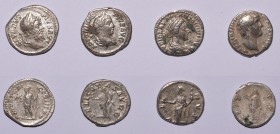 Ancient Roman Imperial Coins - Trajan to Caracalla - Denarii [4]
1st-2nd century AD. Group comprising denarii of: Trajan (Spes); Septimius Severus (I...