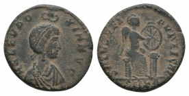 Ancient Roman Imperial Coins - Aelia Eudoxia - Victory Centenionalis
402-404 AD. Cyzicus mint. Obv: AEL EVDOXIA AVG legend with draped bust right. Re...