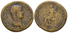 Ancient Roman Imperial Coins - Hadrian - Indulgentia Sestertius
130 AD. Rome mint. Obv: HADRIANVS AGVSTVS legend with laureate bust right. Rev: INDVL...